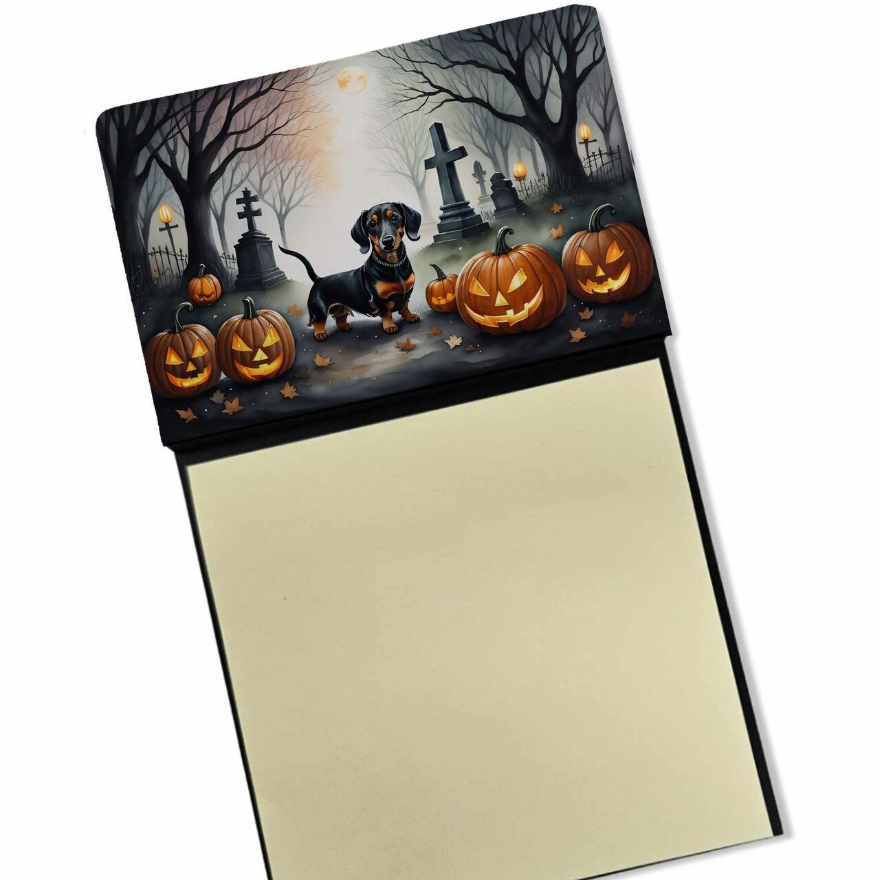 Edge Collections - 3" x 3" - Black - Dachshund Halloween Sticky Note Holder Refillable Dispenser - 1 Piece